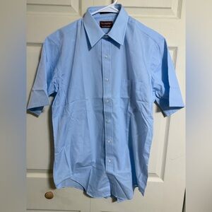 Bloomingdale's men’s 15.5inch neck light blue  short sleeve Button Down Shirt